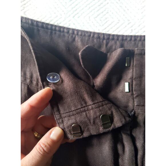 Worthington Brown Linen Wide Leg Pants Button Tab Waist Size 12 Relaxed - Picture 4 of 7